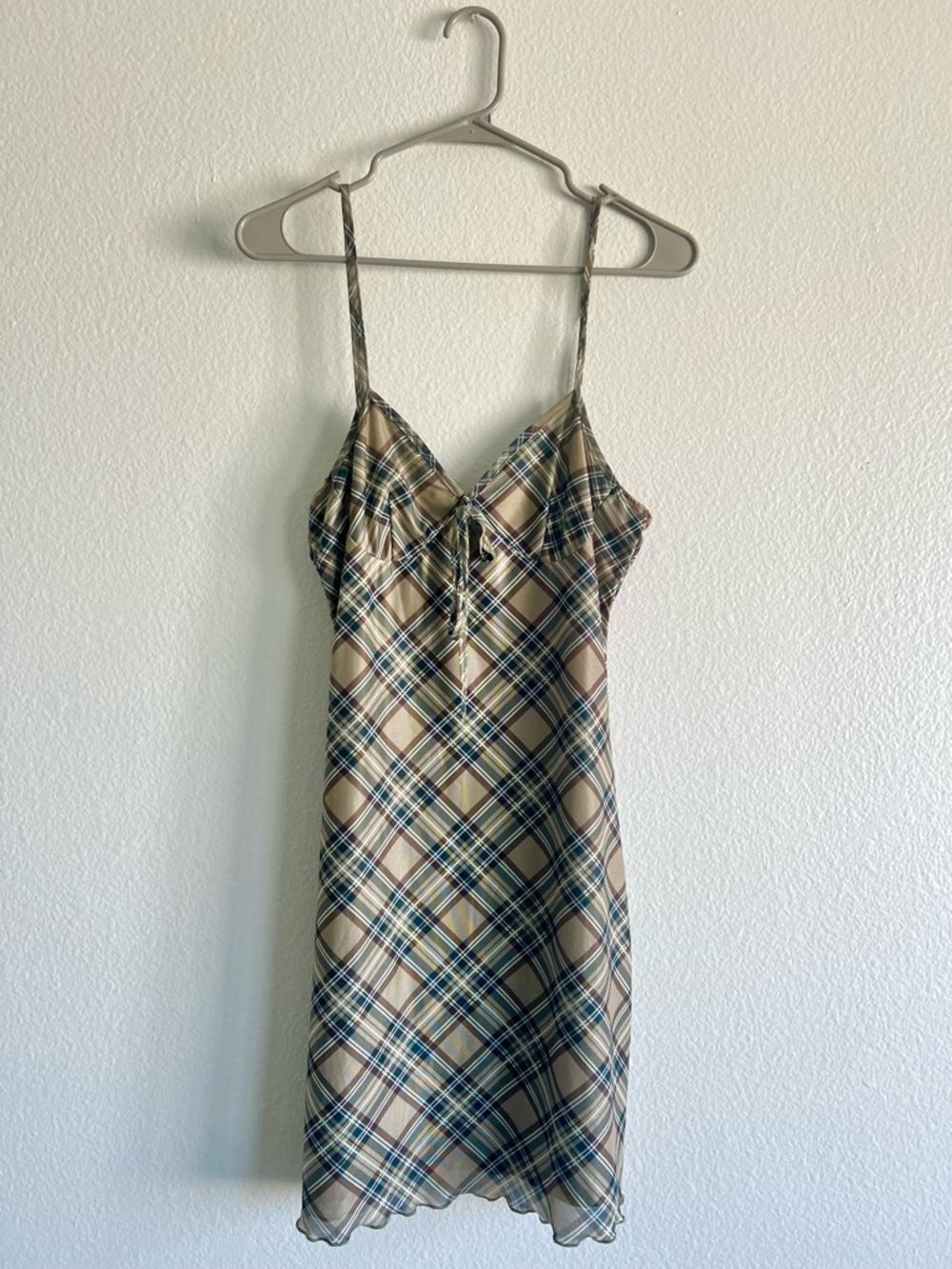 Angels Welcome Market Green Plaid Slip Dress
